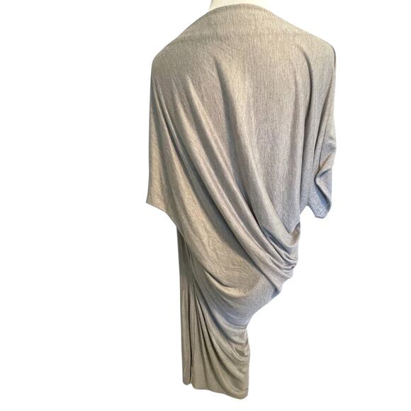 Allsaints Midi Draped PIA Dress Womens Size 4 Gray Knit Asymmetrical Ruched - Picture 4 of 6
